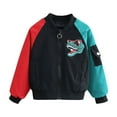 thumbnail image 1 of Atogsazn Baby Boys Casual Jackets Dinosaur Print Zip Up Long Sleeve Jacket Fashion Spring Fall Clothes Black 4-6 Years, 1 of 5