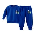 thumbnail image 1 of Atogsazn Baby Boys Clothes Set Toddler Fleece Long Sleeve Sweatshirt Pants Outfit Kids Pullover Ribbed Sets 01-Blue 1-2 Years, 1 of 4