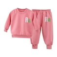 thumbnail image 1 of Atogsazn Baby Boys Clothes Set Toddler Fleece Long Sleeve Sweatshirt Pants Outfit Kids Pullover Ribbed Sets 01-Pink 2-3 Years, 1 of 4