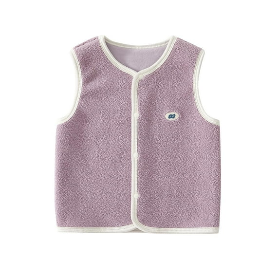 Atogsazn Baby Boys Girls Fuzzy Jackets Fleece Lined Button Sleeveless Coat Fashion Clothes Outerwear B-Purple 9-12 Months on Clearance