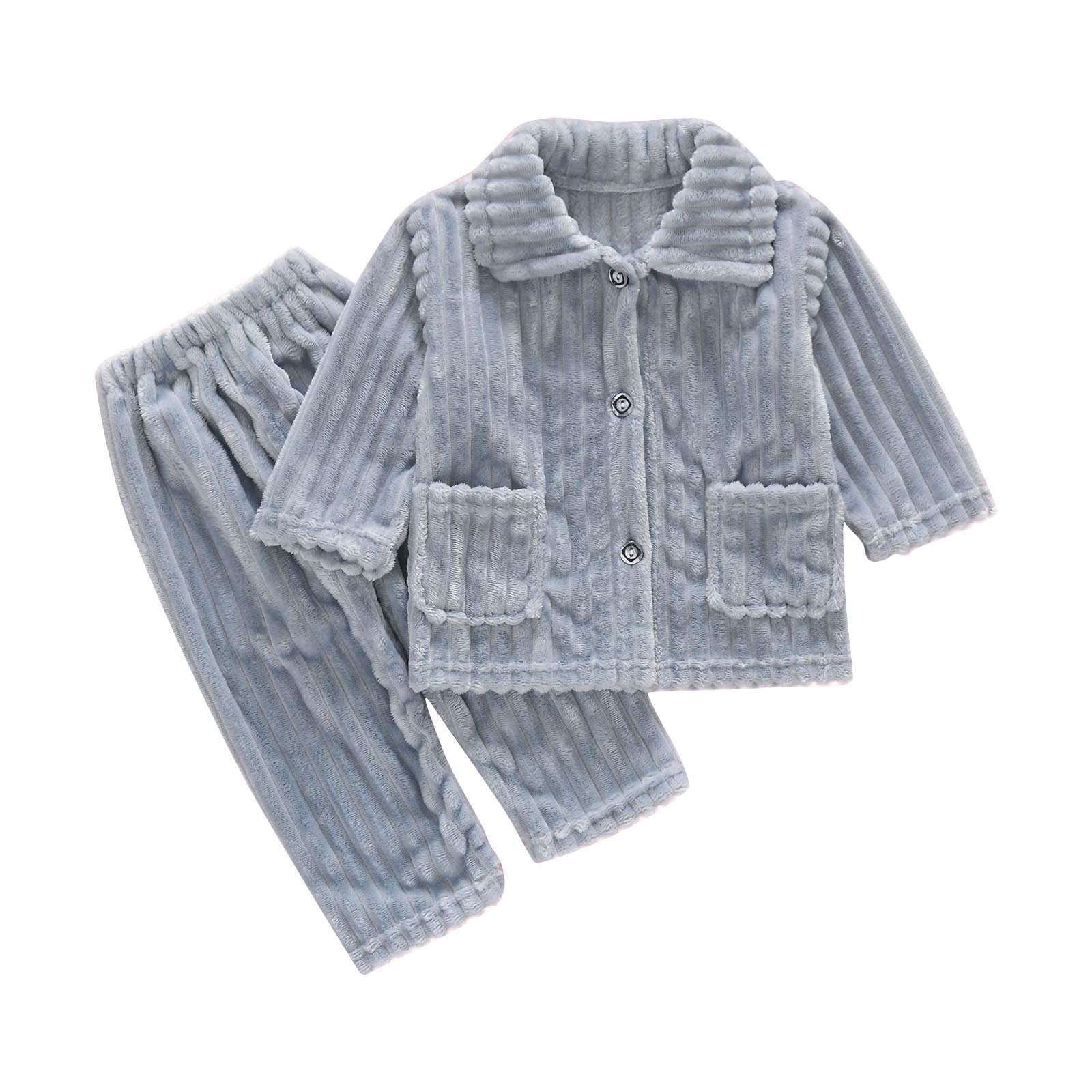 Atogsazn Baby Boys Girls Fuzzy Pajamas Set Fleece Button Long Sleeve