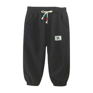 Atogsazn Baby Boys Girls Jogger Pants Kids Athletic Elastic Sweatpants Fall Winter Clothes with Drawstring Black 7-8 Years on Clearance