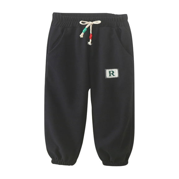 Atogsazn Baby Boys Girls Jogger Pants Kids Athletic Elastic Sweatpants Fall Winter Clothes with Drawstring Black 7-8 Years