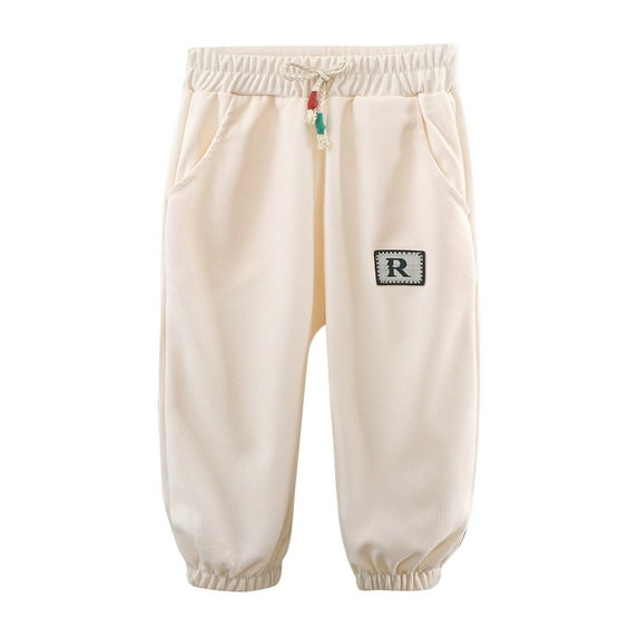 Atogsazn Baby Boys Girls Jogger Pants Kids Athletic Elastic Sweatpants Fall Winter Clothes with Drawstring White 4-5 Years