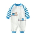 thumbnail image 1 of Atogsazn Baby Boys Girls Romper Clearance College Style Fall Gentleman Style Romper British Indoor And Outdoor Jumpsuit 3-6 Months Blue, 1 of 7