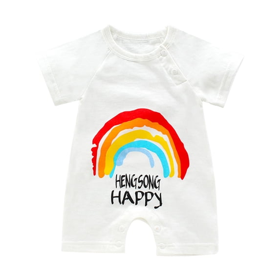 Atogsazn Baby Boys Girls Romper Clearance Newborn Toddler Baby Girls Boys Bodysuit Summer Short Sleeve One-piece Romper Jumpsuit 6-9 Months White