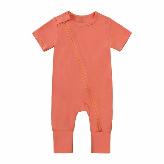 Atogsazn Baby Boys Girls Romper Clearance Newborn Toddler Baby Girls Boys Bodysuit Summer Short Sleeve Zipper One-piece Romper Jumpsuit 12-18 Months Orange