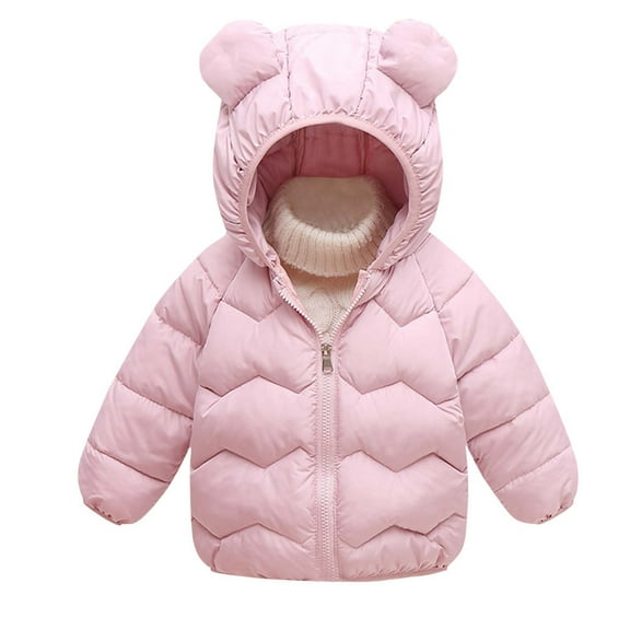 Atogsazn Baby Boys Girls Wineter Puffer Jacket Kids Zip Up Long Sleeve Hooded Jacker Warm Clothes Fashion Hoodies 06-Pink 12-24 Months