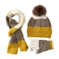 thumbnail image 1 of Atogsazn Baby Boys Girls Winter Knitted Hat Scarf Gloves Set Kids Warm Fleece Lined Hat Scarf Set for Children A-Yellow Free Size, 1 of 5