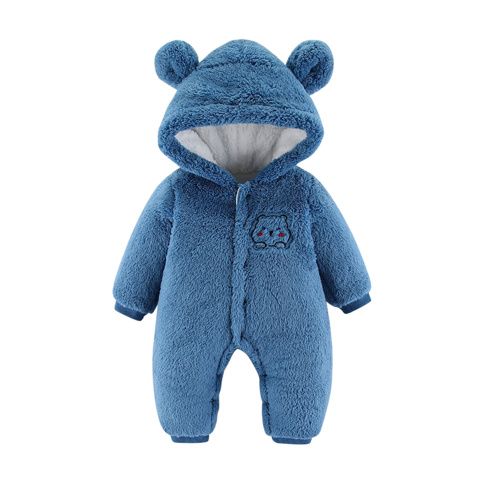 New Baby Boy Winter Dress In Fleece Stuff With Hoodie Style 45 In Navy Blue Color main image 0