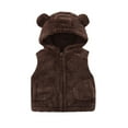 thumbnail image 1 of Atogsazn Baby Boys Girs Fuzzy Tank Tops Toddler Fleece Zip Up Sleeveless Hooded Jackets Winter Warm Clothes Brown 3-6 Months, 1 of 4