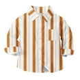 thumbnail image 1 of Atogsazn Baby Boys Striped Shirt Kids Casual Button Long Sleeve Shirts Spring Fall Clothes Fashion B-Orange 7-8 Years, 1 of 7