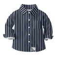 thumbnail image 1 of Atogsazn Baby Boys Striped Shirt Kids Casual Button Long Sleeve Shirts Spring Fall Clothes Fashion C-Navy 3-4 Years, 1 of 6
