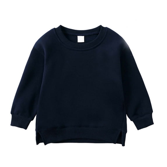Atogsazn Baby Boys Sweatshirt Toddler Fleece Crew Neck Long Sleeve Pullover Sweater Fall Winter Tops Outfit Navy 12-24 Months Fashion