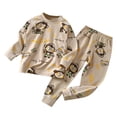thumbnail image 1 of Atogsazn Baby Girl Boy Clothes Outfits Toddler Baby Kids Winter Boys Girls Solid Color Cute Print Long Sleeved Home Wear Clothes Suit 18-24 Months Khaki, 1 of 4