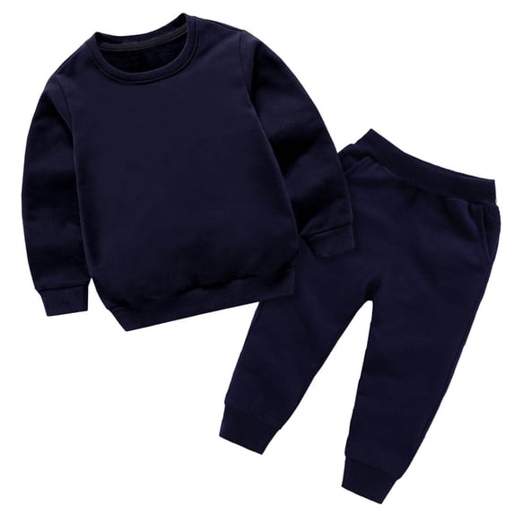 Atogsazn Baby Girl Boy Clothes Outfits Toddler Baby Boys Girls Candy Color Solid Color Leggings Casual Kids Sports Pants Hoodies Set 5-6 Years Navy