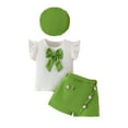 thumbnail image 1 of Atogsazn Baby Girl Clothes Set Toddler Ruffle Ribbed Sleeveless Top Skirts Outfit with Hat Fashion 04-Green 18-24 Months, 1 of 9