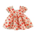 thumbnail image 1 of Atogsazn Baby Girl Clothes Toddler Casual Floral Short Sleeve Floral Dress Fashion Flowy Dresses 04-Orange 18-24 Months, 1 of 9