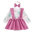 thumbnail image 1 of Atogsazn Baby Girls Clothes Set Infant Toddler Floral Jumpsuit Romper Girl Ruffle Suspender Skirt with Headband Z-Pink 12-18 Months Fashion, 1 of 8
