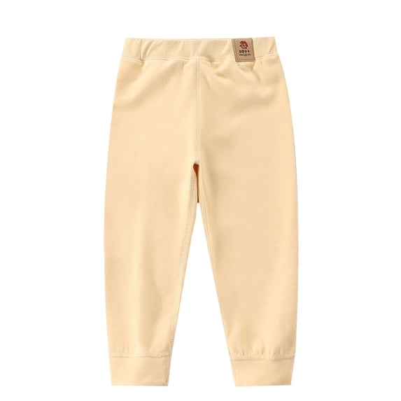 Atogsazn Baby Girls Cotton Pants Toddler Thicked Fleece Lined Casual Trousers Infant Leggings Winter Yellow 6-7 Years