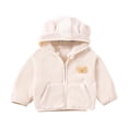 thumbnail image 1 of Atogsazn Baby Girls Fleece Jacket Toddler Zipper Fuzzy Long Sleeve Hooded Jackets Boys Winter Coat Clothes Beige 1-2 Years, 1 of 9