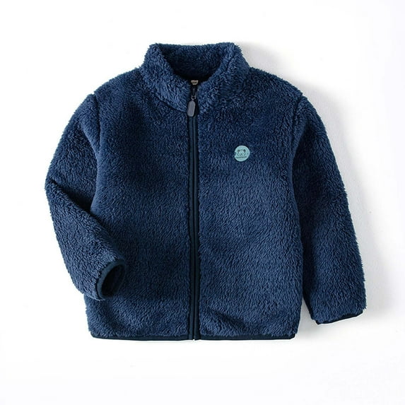 Atogsazn Baby Girls Fuzzy Sherpa Winter Coat Kids Fleece Plush Long Sleeve Jackets Warm Clothes Fashion 03-Blue 12-13 Years