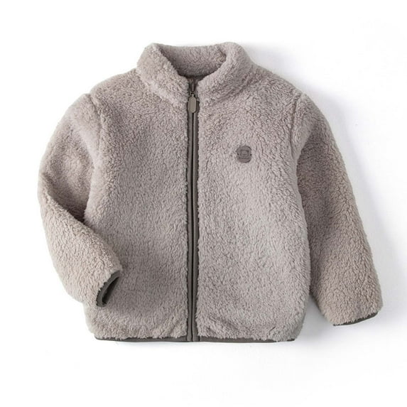Atogsazn Baby Girls Fuzzy Sherpa Winter Coat Kids Fleece Plush Long Sleeve Jackets Warm Clothes Fashion 03-Gray 2-3 Years on Clearance