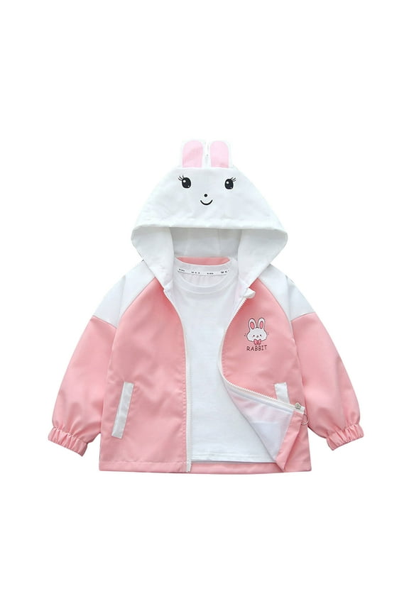 Baby Girls Jackets Casual Full Zip Long Sleeve Hooded Coat Windbreaker Spring Fall Clothes with Pocket Pink 18-24 Months