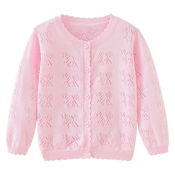 Atogsazn Baby Girls Knitted Cotton Sweatshirts Toddler Button Cardigan Long Sleeve Jackets Spring Fall Clothes Pink 4-5 Years