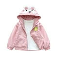 thumbnail image 1 of Atogsazn Baby Girls Rain Jackets Kids Zip Up Long Sleeve Cute Print Windproof Hooded Coat Spring Fall Clothes 01-Pink 9-18 Months, 1 of 5