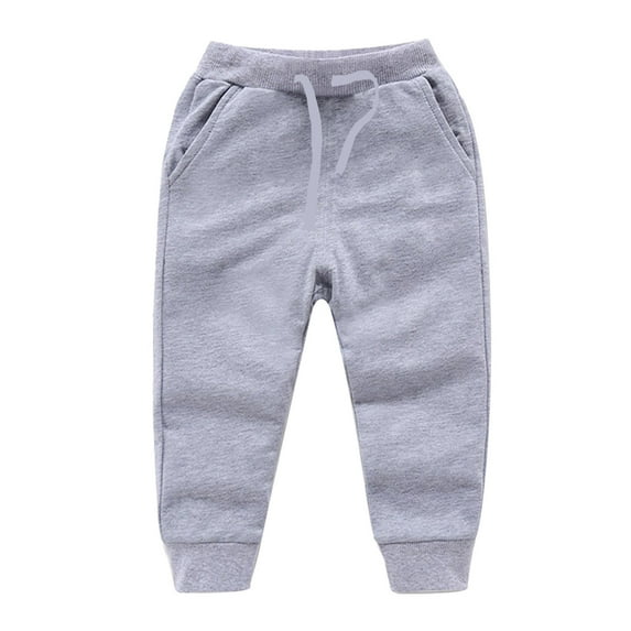 Atogsazn Toddler Baby Boys Girls Sweatpants Casual Elastic Waist Athletic Pants Loose Solid Color Sports Trousers A-Gray 12-18 Months