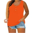 thumbnail image 1 of Atogsazn Basic Tank Tops for Women Plus Size Tunic Tops Casual Loose Summer Sleeveless Round-Neck Blouse Tank Tops for Women Orange XL on Clearance, 1 of 6