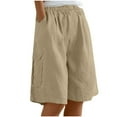 thumbnail image 1 of Atogsazn Bermuda Shorts for Women High Waisted Linen Dressy Casual Pleated Wide Leg Summer Shorts 02-Khaki M, 1 of 6