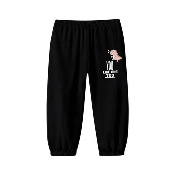 Atogsazn Boy's Jogger Cotton Sweatpant Kid Casual Printed Athletic Elastic Waist Sweatpants Fashion Spring Fall Clothes A-Black 9-10 Years