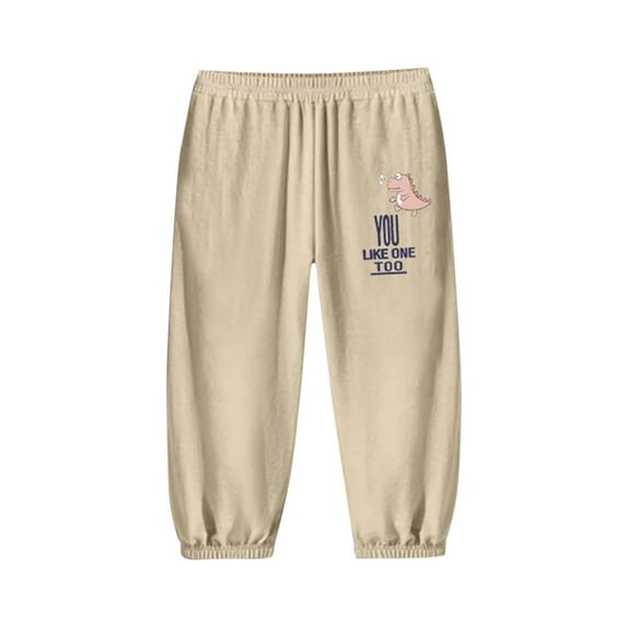 Atogsazn Boy's Jogger Cotton Sweatpant Kid Casual Printed Athletic Elastic Waist Sweatpants Fashion Spring Fall Clothes A-Khaki 7-8 Years