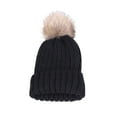 thumbnail image 1 of Atogsazn Boys And Girls Winter Knitted Hat Warm Pompom Hat for Kids Toddler Soft Solid Color Black Free Size, 1 of 4