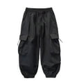 thumbnail image 1 of Atogsazn Boys Casual Jogger Pants Kids Loose Baggy Elastic Waist Pants Cotton Athletic Clothes Fashion 04-Black 7-8 Years, 1 of 6