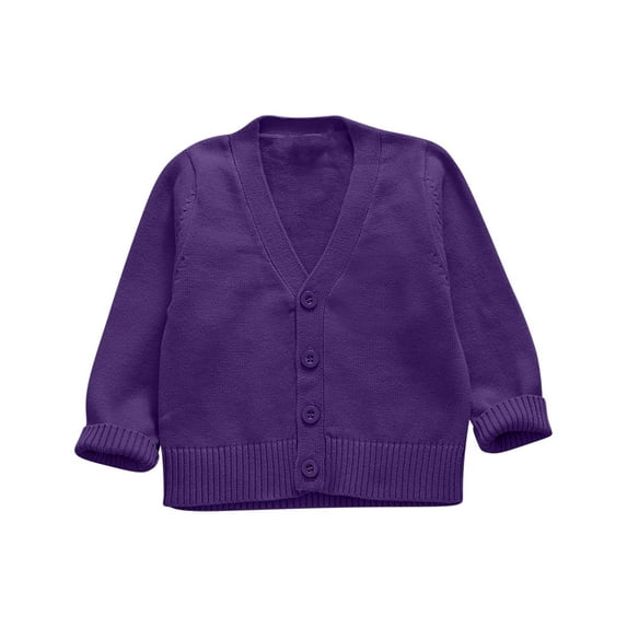 Atogsazn Boys Girls Cardigan Sweater Kids Botton V Neck Long Sleeve Knit Sweater Solid Coat for Children Purple S on Clearance