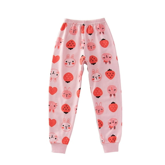 Atogsazn Children Boy Girl High Waist Pajama Pant Kid Printed Elastic Waist Sleepwear Fashion Spring Fall Clothes Pink 10-11 Years