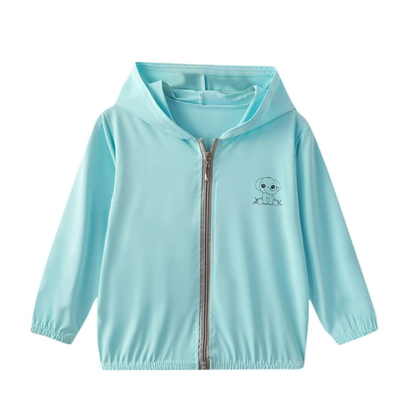 Atogsazn Children Boy Girl Zip Up Jacket Kids Casual Athletic Long Sleeve Hooded Jacket Spring Fall Clothes B-Light Blue 7-8 Years