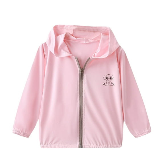 Atogsazn Children Boy Girl Zip Up Jacket Kids Casual Athletic Long Sleeve Hooded Jacket Spring Fall Clothes B-Pink 5-6 Years