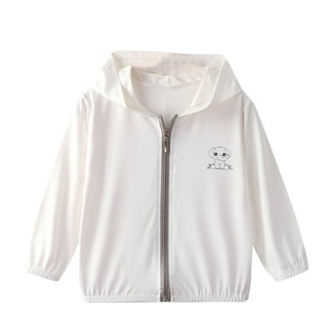 Atogsazn Children Boy Girl Zip Up Jacket Kids Casual Athletic Long Sleeve Hooded Jacket Spring Fall Clothes B-White 3-4 Years
