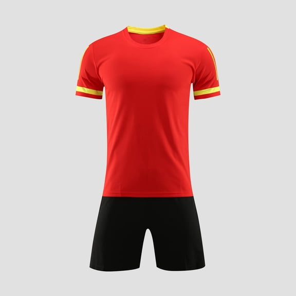 Atogsazn Children Boys Athletic Set Summer Jogger Short Sleeve Tshirt Shorts Outfit Clothes Trendy 05-Red 6-7 Years