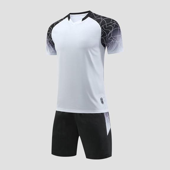 Atogsazn Children Boys Athletic Set Summer Jogger Short Sleeve Tshirt Shorts Outfit Clothes Trendy 09-White 4-5 Years