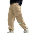 thumbnail image 1 of Atogsazn Children Boys Oversized Cargo Pants Casual Cotton Elastic Waist Jogger Sweatpants Fall Winter Clothes B-Khaki 10-11 Years on Clearance, 1 of 4