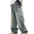 thumbnail image 1 of Atogsazn Children Girls Wide Leg Denim Pant Kids Casual Baggy Jeans Elastic Waist Pant Trouser with Pocket 06-Light Blue 6-7 Years Fashion, 1 of 7