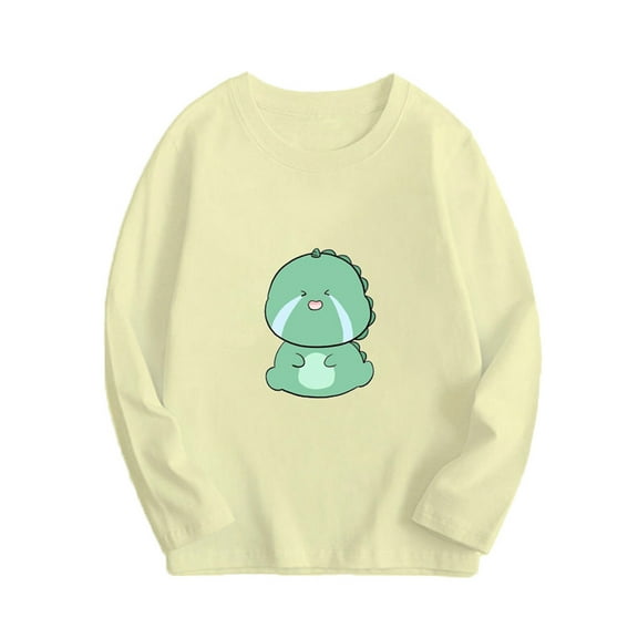 Atogsazn Children's Boy Girl Cotton Sweatshirt Kids Dinosaur Printed Pullover Sweatshirt Spring Fall Clothes Fashion 01-Beige 8-9 Years