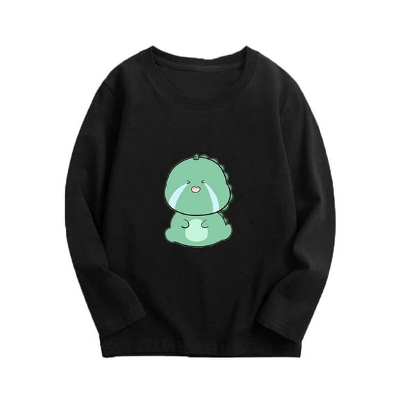 Atogsazn Children's Boy Girl Cotton Sweatshirt Kids Dinosaur Printed Pullover Sweatshirt Spring Fall Clothes Fashion 01-Black 13-14 Years