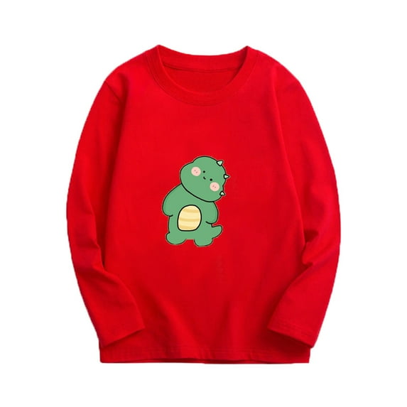 Atogsazn Children's Boy Girl Cotton Sweatshirt Kids Dinosaur Printed Pullover Sweatshirt Spring Fall Clothes Fashion 03-Red 14-15 Years