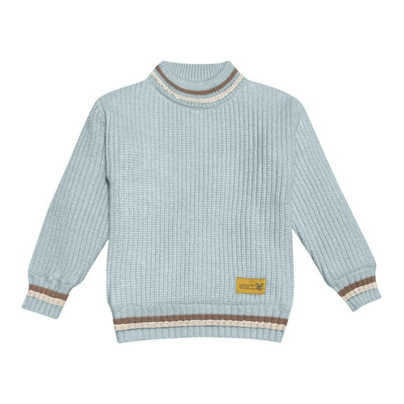 Atogsazn Children's Boy Knitted Cotton Sweater Kids Long Sleeve Pullover Sweaters Soft Warm Clothes 01-Light Blue 5-6 Years Fashion